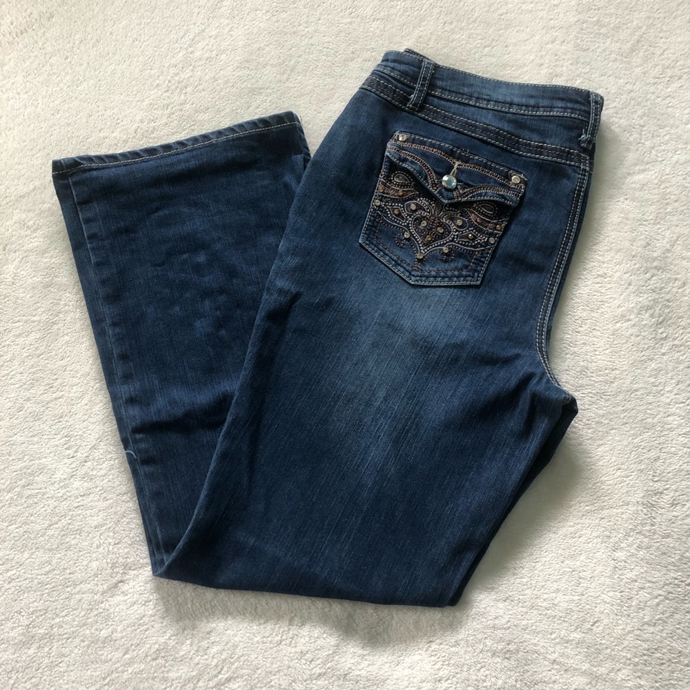Rhinestone bum bootcut jeans